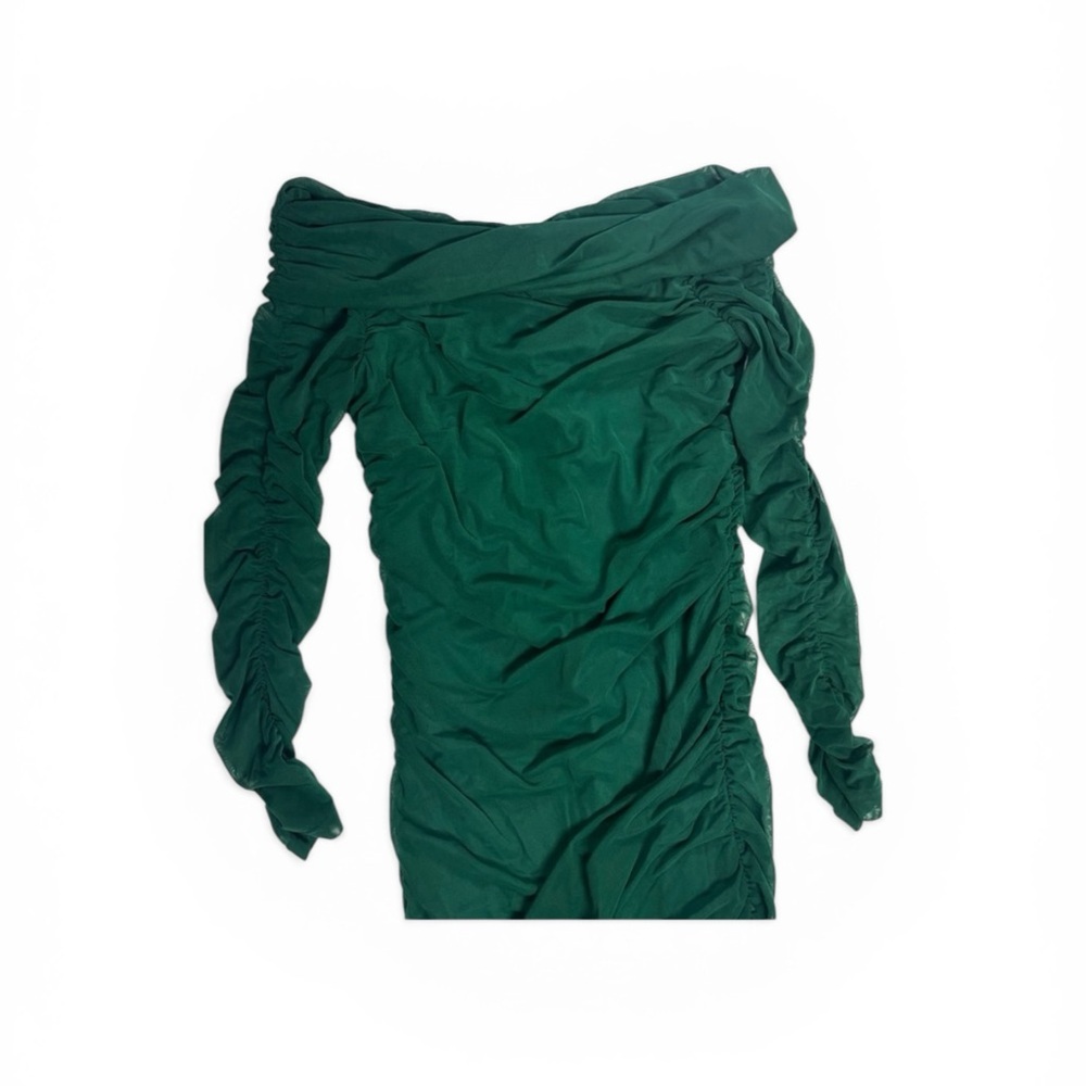 294. Prettygarden Chic Off-Shoulder Emerald Green Long Sleeve Dress — image 4 of 6
